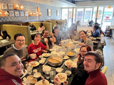 Students enjoying hot pot.